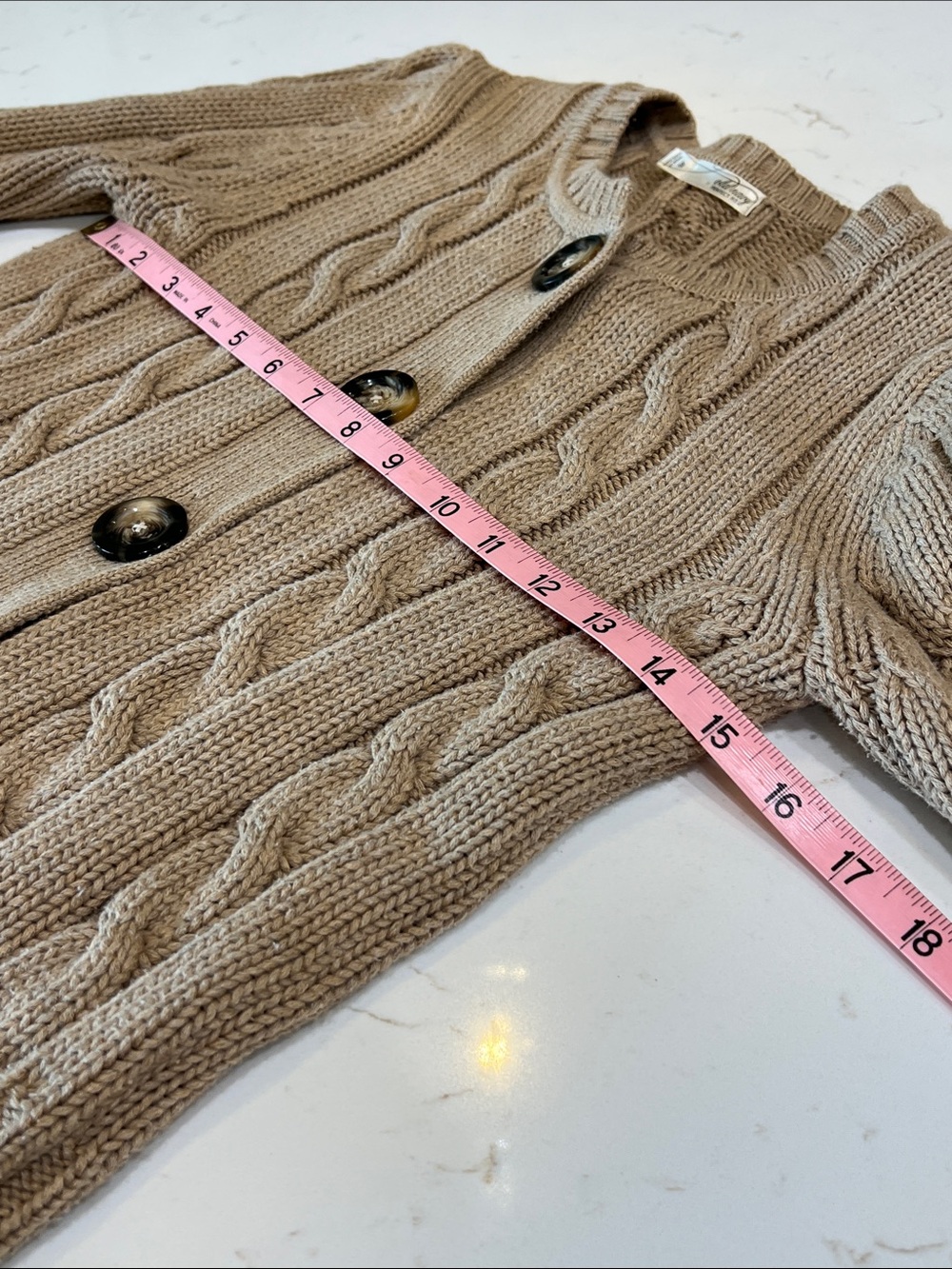 Old Navy Cable Knit Button Front Cardigan Sweater Tan M - Picture 6 of 7